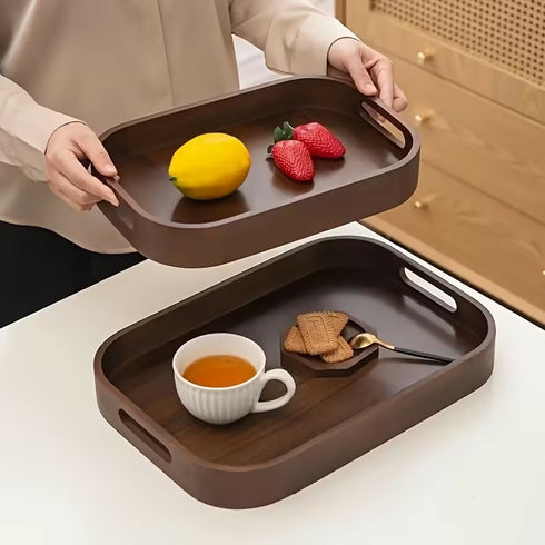 Wooden Serving Tray Rectagular Dark Brown