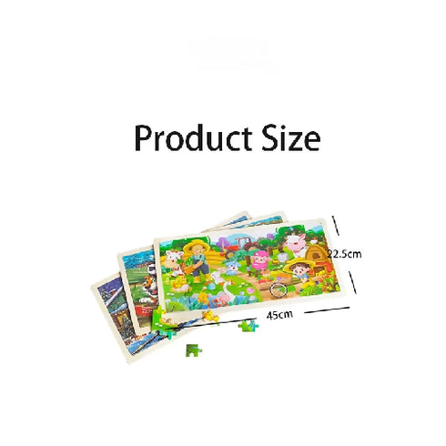 98-Piece Cartoon Educational Wooden Jigsaw Puzzle DIY Toy for Boys and Girls