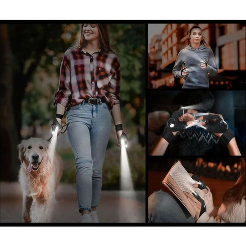 LED Flashlight Finger Gloves