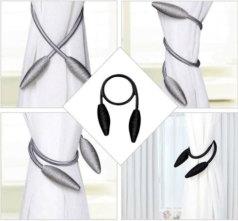 2 Pack Curtain Tiebacks -Black