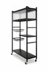 Kitchen Storage Rack with Sliding Door - Black Metal, on Wheels