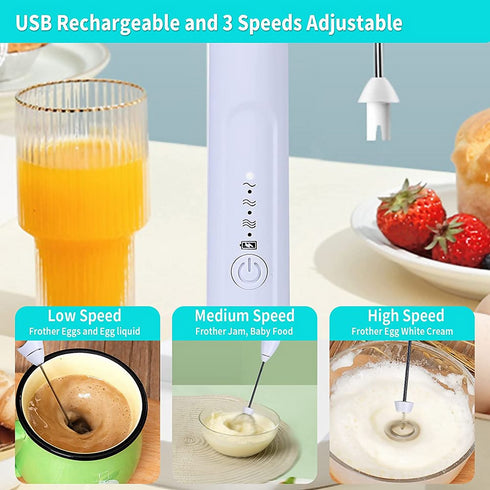 Milk Frother Egg Blender with 2 Heads