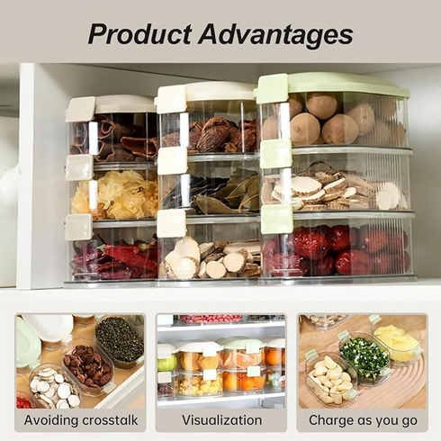 4-Piece Airtight Food Storage Containers | Stackable Fridge Organizer Boxes with Lids