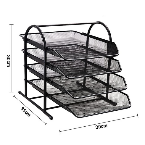 4-Tier Metal Desk Organizer with Sliding Document Tray
