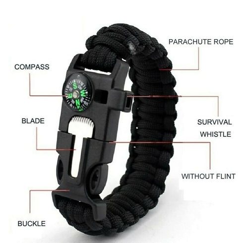 Paracord Survival Bracelet 5 in 1 - Black