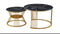 Round Coffee Tables, Removable Set of 2 End Table, Nesting Tables with Gold Metal Frame Legs and Marble Pattern Top