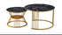 Round Coffee Tables, Removable Set of 2 End Table, Nesting Tables with Gold Metal Frame Legs and Marble Pattern Top