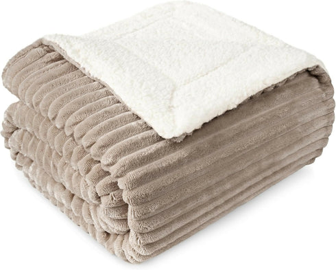 Striped Pattern Sherpa Fleece Throw
