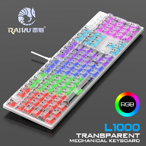 104-Key Mechanical RGB Wired Gaming Keyboard USB Interface Standard Transparent Keyboard.