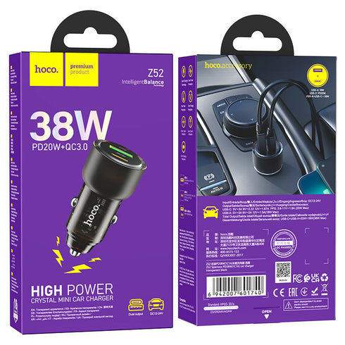 Hoco High Power Crystal Mini Car Charger 38W - Z52
