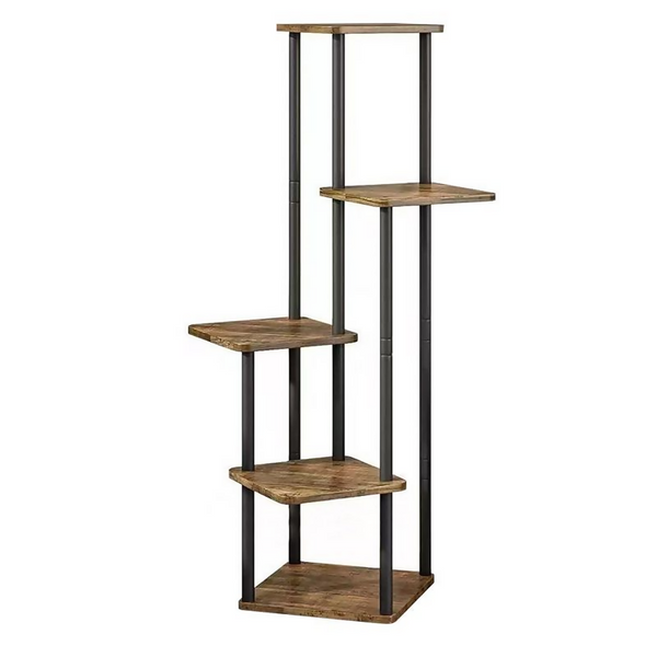 5 Tier Plant Stand - Metal & Wood Standing 106CM Tall