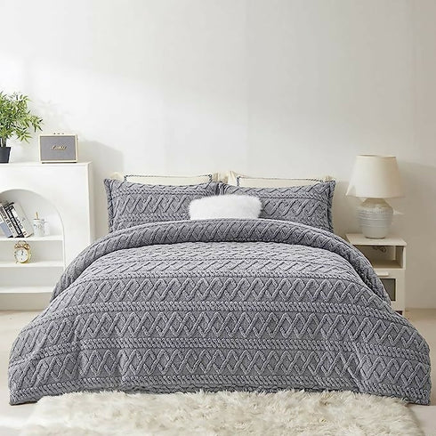 5 Piece Set - Bedding Thicken Lamb Cashmere Blanket - Double/Queen
