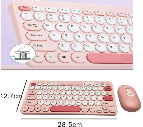Wireless Keyboard and Mouse 78 Keys Stylish Slim Round Keycaps Mute Ergonomic Keyboard Mouse Combo for Desktop PC Computer