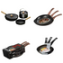 Portable 3-Piece Carbon Steel Cookware Set with Wood Hand Grip Soup Pot Frying Pan & Kettle-Dishwasher & Oven Safe