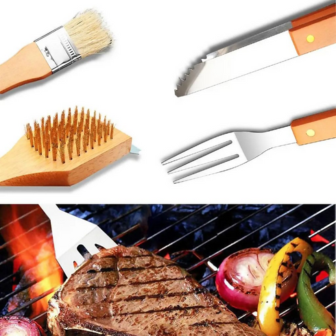18-Piece Stainless-Steel BBQ Set with Carrying Case