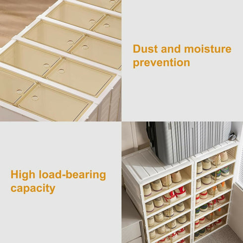 Foldable Shoe Rack Organizer For Closet 12-24 Pairs Plastic Collapsible Shoes