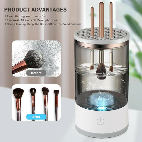 Electric Makeup Brush Cleaner Machine, Automatic Spinning Cosmetic Brush Cleaner