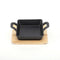 Mini Square 12.5cm Sizzling Plate with Handle and Wooden Base