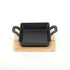 Mini Square 12.5cm Sizzling Plate with Handle and Wooden Base