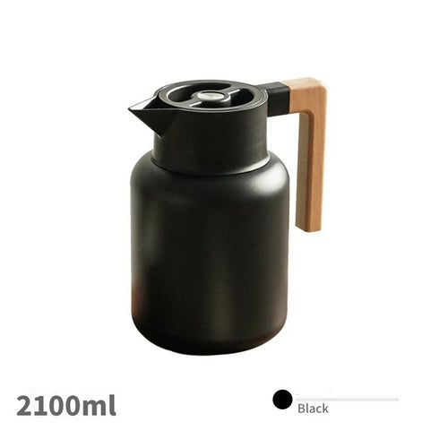 2100ML Japanese Stainless Steel Kettle Wooden Handle Durable Insulated Water Pot for Cold Vacuum Flasks Thermoses