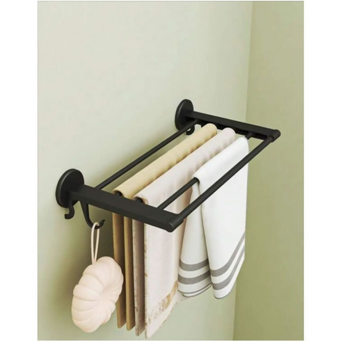Multi-Functional Wall Mounted Towel Hanger Holder Rack-black