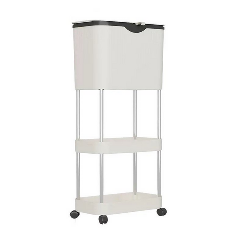 Kitchen Three-Layer Mobile Trash Can - Clean White