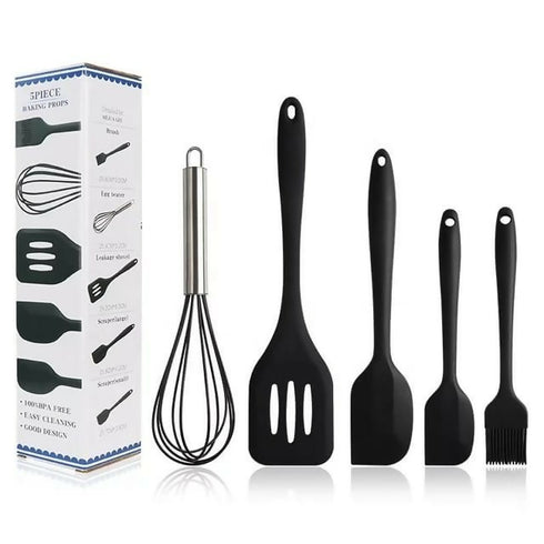 Silicone Cooking Utensils of 5 Pieces - Black