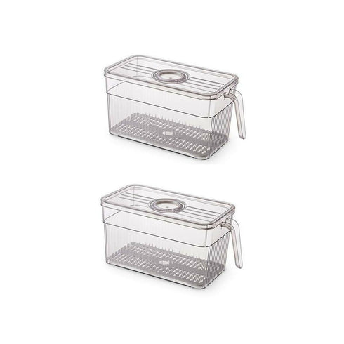 2 Pack Plastic Food Storage Produce Containers with Lid for Fridge - Transparent