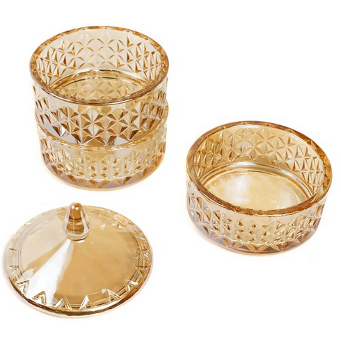 Candy jar with lid, amber glass