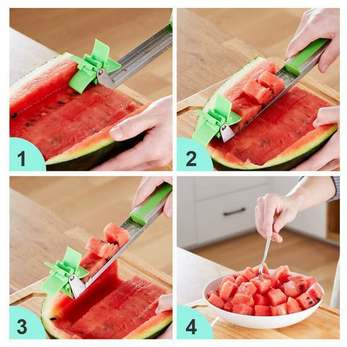 Watermelon Slicer Cutter Knife Windmill Stainless Steel Knife