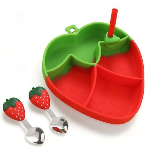 Baby/Toddler Strawberry Silicone Plate - Red