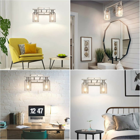 2-Light Bathroom Vanity Light Fixtures Modern Wall Lighting