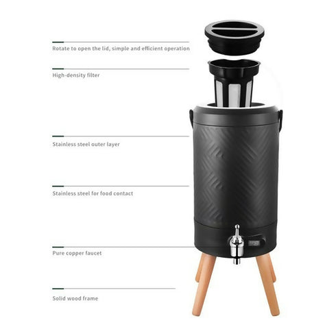 Stainless Steel Drinking Dispenser Bulk Coffee Milk Tea Carafe Bucket 5L Thermos Storage Bucket With Temperature Display