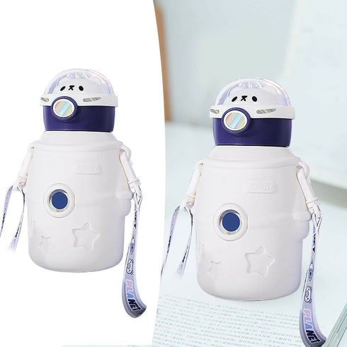 Insulation Mug, Stainless Steel Vacuum Cup Bottle Iced Coffee Cup With Lid And Straw For Kids Violence 500ML (White)