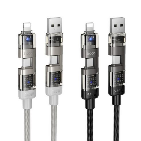 4-in-1 240W USB-C & Lightning Fast Charging Cable Compatible with Multiple