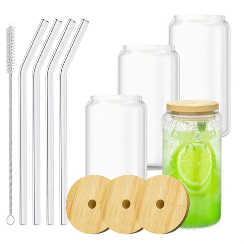 Cocktail Glass with a Bamboo Lid with Straw