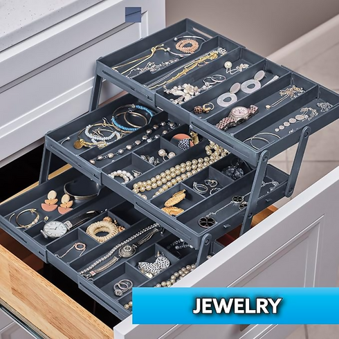 Smart Drawer Organizer, Multi-Level Jewelry and Cosmetics Storage