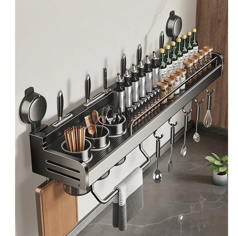 Kitchen Organizer Shelf Wall-Mounted Spice Storage Rack Kitchen Knife Holder - 50 cm