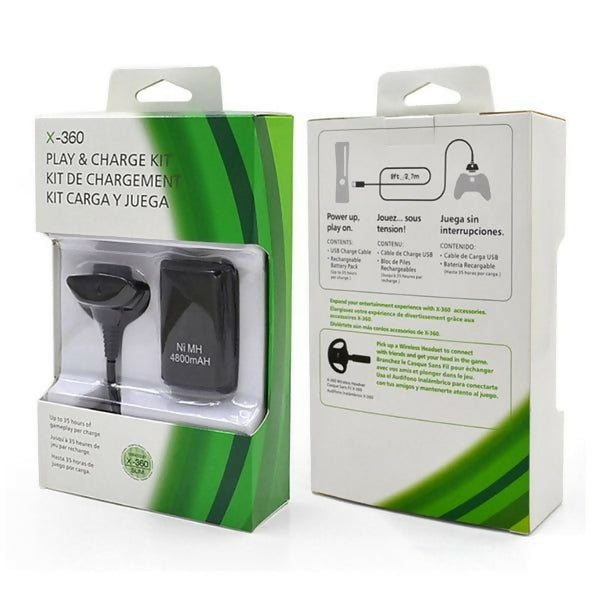 Xbox 360 Play Charge Kit Black - (Import Games Accessory)