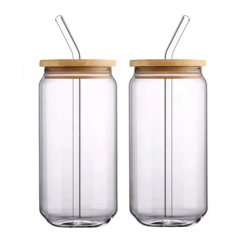 Cocktail Glass with wooden Lid and Straw