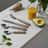 24 Piece Beige Stainless Steel Cutlery Set.