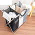 3 Compartment Laundry Hamper Collapsible Aluminium Basket