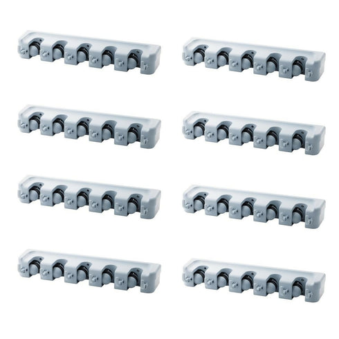 Wall-Mount Mop And Broom Holder Tool Organizer With 6 Hooks