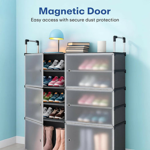 Upgraded Shoe Rack for Home Plastic, Portable Shoe Rack with Dustproof Door