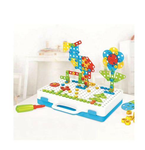 Creative Construction Electric Drill STEM Engineering Building DIY Mosaic Toy Set