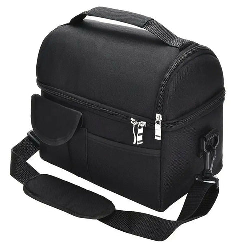 Portable Lunch Bag Double Insulated Cooler Bag Tote Bag Outdoor Activities - Black