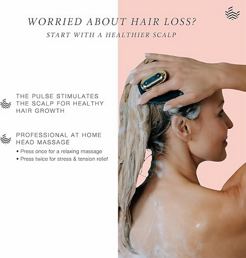 MANTA Pulse Electric Scalp Massager Shampoo Brush, Promotes Healthy Hair Growth, Head Scalp Scrubber, Hair Massager Scalp Exfoliation Brush, Use Dry or Wet, Waterproof Shower Brush for Hair, Grey