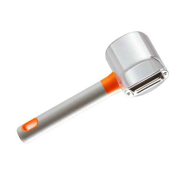 No Mess Fruit and Vegetable Peeler Kitchen Tool with Trash Can - orange