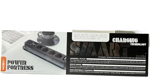 MOXOM Universal 12 Socket Outlet 2 Meter Extension Moxom Plug.