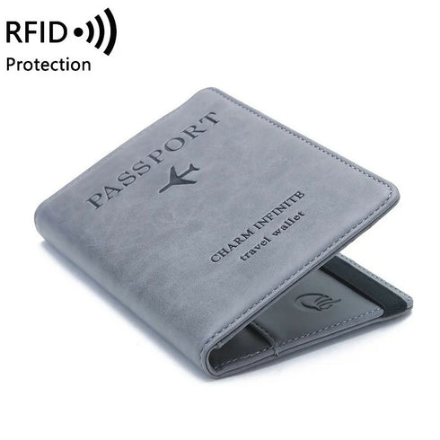 Travel Passport Holder with RFID Protection - Grey